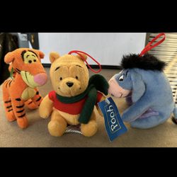 Lot 3 - Disney   Christmas Ornament Winnie the Pooh And Tigger AndEeyore 