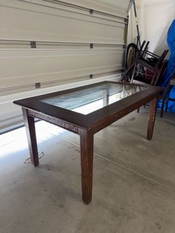 5ft Wood Dining Table (Chipped Glass)