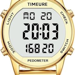 Timeure Step Counter Watch Gold
