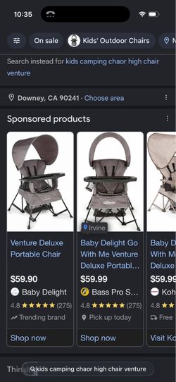 Kids high hair camping high chair kids camping chair venture deluxe portable chair