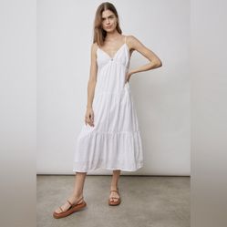 Rails Avril Linen Dress White Lace Detail Retail $228