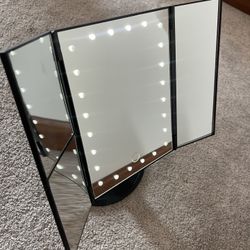 Tri-Fold Lighted Vanity Mirror