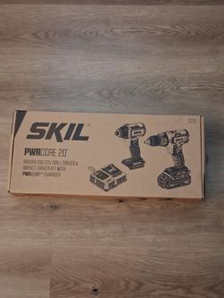 SKIL PWR CORE 20 BRUSHLESS 20V DRILL DRIVER & IMPACT DRIVER KIT, INCLUDES 2.0Ah LiTHIUM BATTERY AND PWR JUMP CHARGER MODEL - CB743701