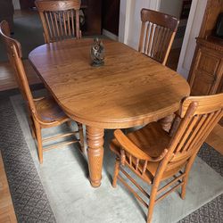 Solid Wood Extending Dining Table With 6 Matching Chairs