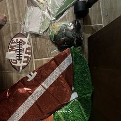 Football Party Foil 4 Balloons Cake Topper Cupcake Topper Balloons And Banner 