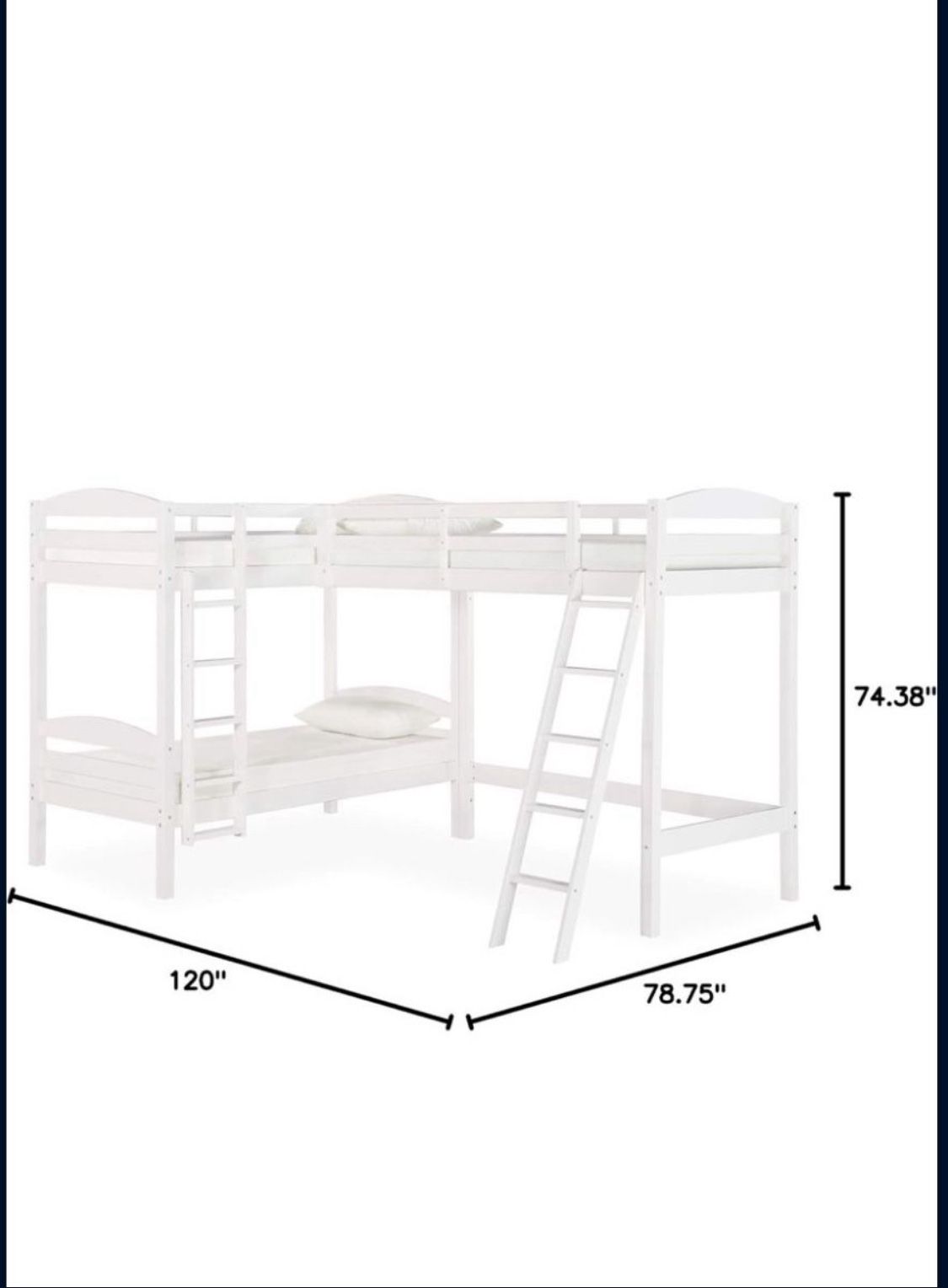 DHP Clearwater Triple Wood Bunk Bed, Twin Size Beds, White