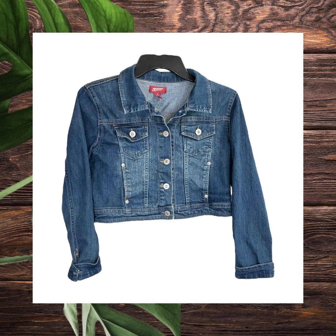 Arizona Jean Co Short Denim Blue Jean Jacket Girls XL 14/16