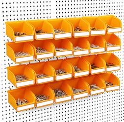 ELEAD Pegboard Bins Organizer Set 24-Pack - Durable Storage Tray For Screws, Nuts, Bolts, Hardware, Crafts, Accessories | Fits Standard Pegboards | 24