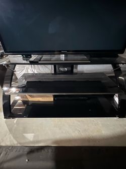 Black glass tv stand
