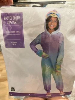Pastel sloth zipster jumpsuit girls 12-14