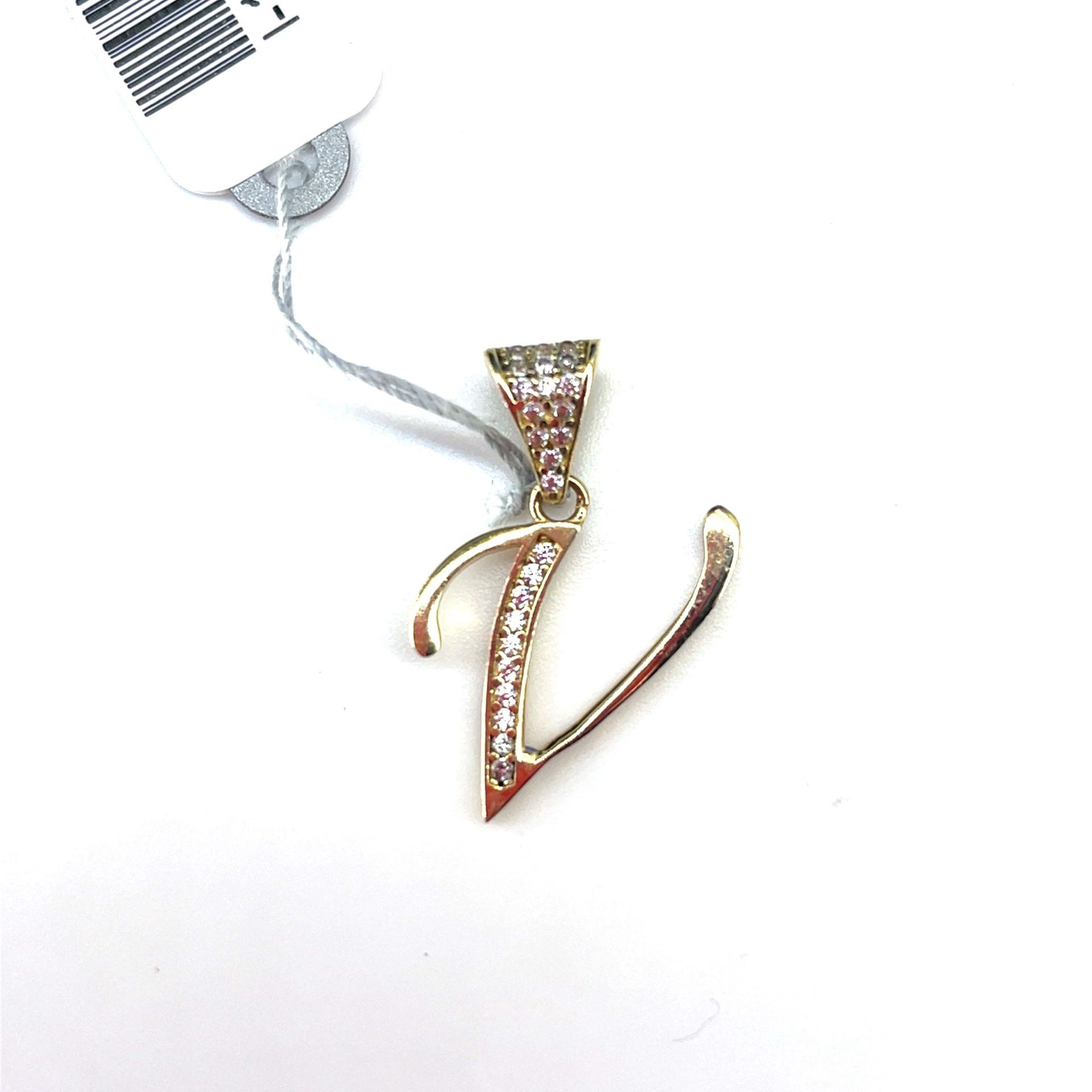 14Kt Yellow Gold CZ Letter V Pendant I-1883
