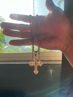 14k gold plated crucifix rope chain