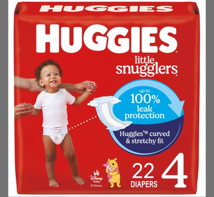 Huggies Size 4 Diapers, Little Snugglers Baby Diapers, Size 4 (22-37 Lbs), 22 Count