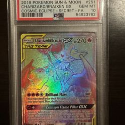 PSA 10 Charizard & Braixen GX Tag Team Secret Rare Pokemon 