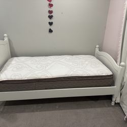 Pottery Barn Twin Bed, Trundle, and Two Mattresses 