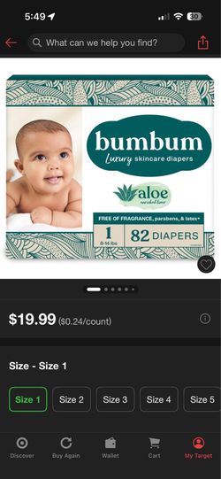 Bumbum diapers size 1