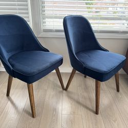WEST ELM Mid-Century Upholstered Dining Chair - Wood Legs - Set of two chairs