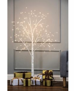 3.9-ft White birch Pre-lit Slim White Artificial Christmas Tree with White LED Lights, HD969