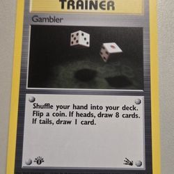 Pokémon TCG Gambler Trainer First Edition Wizards Of The Coast Fossil Card 60/62