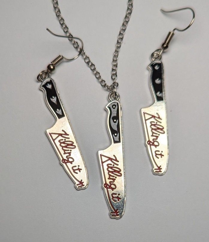 Halloween Necklaces And Earrings Knife Knives Goth Accessories