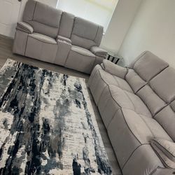 2 Piece Grey Recliner Sofa Set - has To Go !!