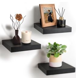 Set of 3 Black Floating Shelves 1.5x9.25x9.25”