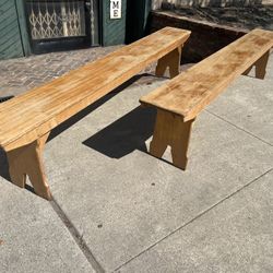 Vintage Pine Benches Almost 8 Feet Long 