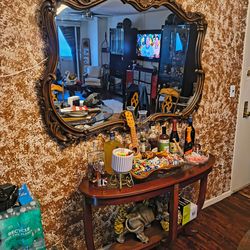 Antique sofa table with mirror