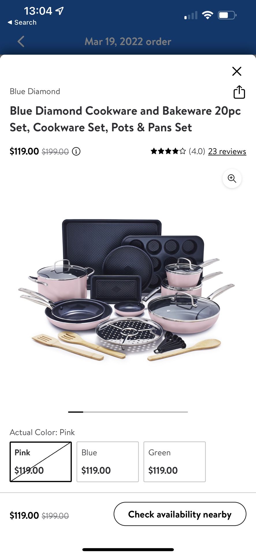 Brand new blue diamond 20 pcs nonstick pot set(pink)