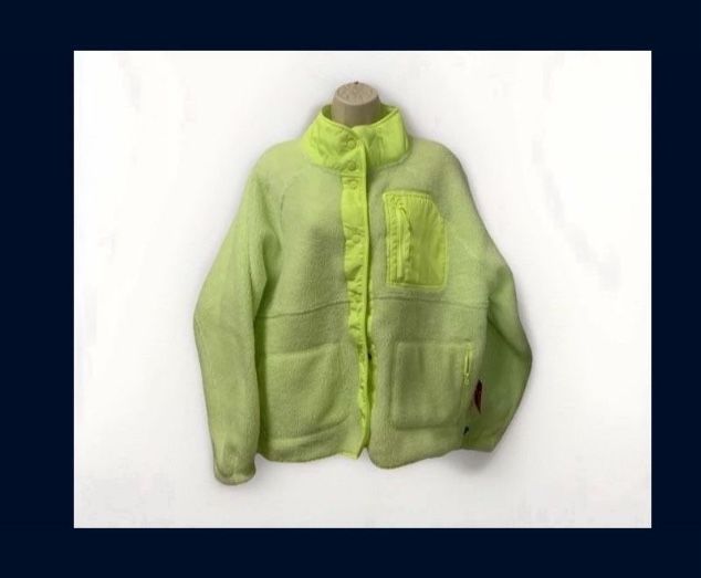 ✨New With Tags ✨ Women Large Sherpa Fleece Jacket Fluorescent Yellow Green Puma Snap Buttons