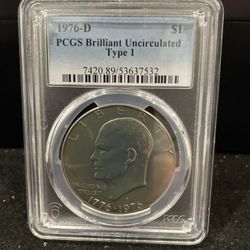 1976 D Brilliant Uncirculated Eisenhower Dollar Graded At PCGS N-2