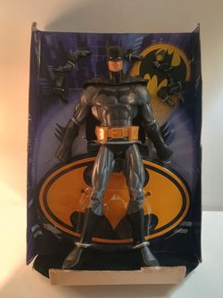 DC Black and Grey 12" Batman Collectible Action Figure w Bat Logo Base