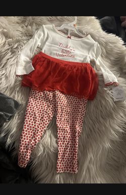 Baby girl dady's valentines outfit set size 12 months new Carter's