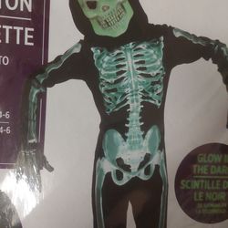 Skeleton Glow In The Dark Child Size Small 4-6 $25