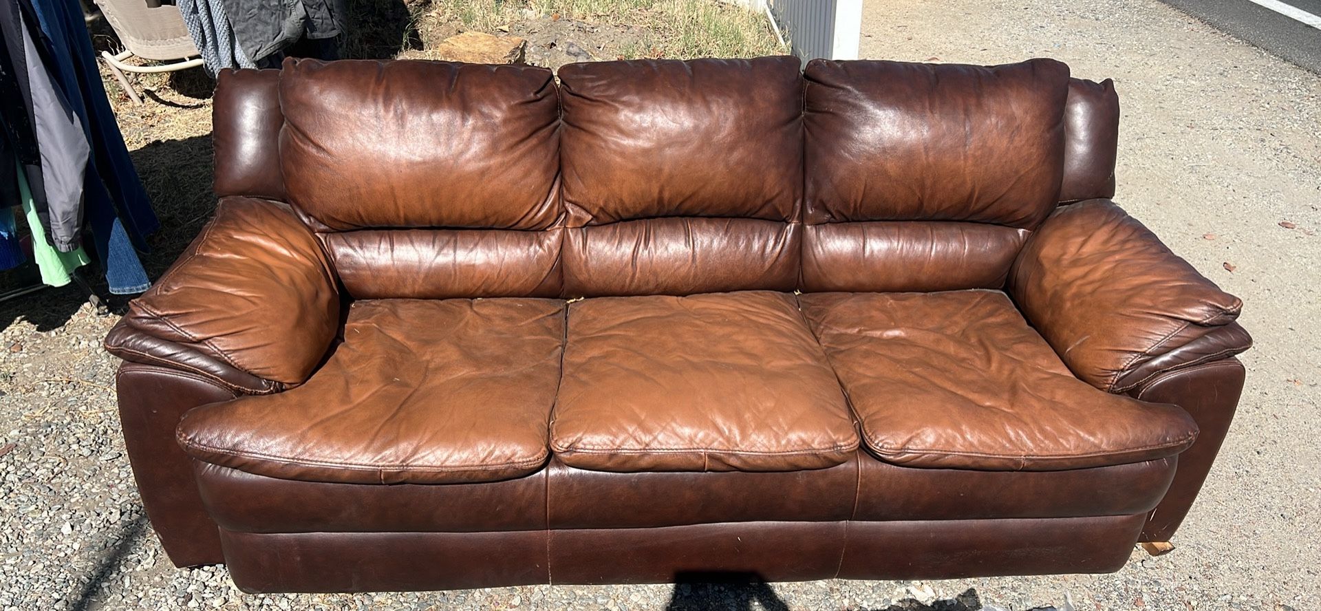 Brown leather couch