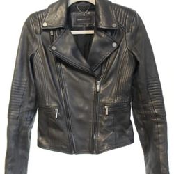 NWOT BCBG Max Azria Black Leather Biker Jacket