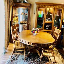 Natural Oak wood table with four chairs