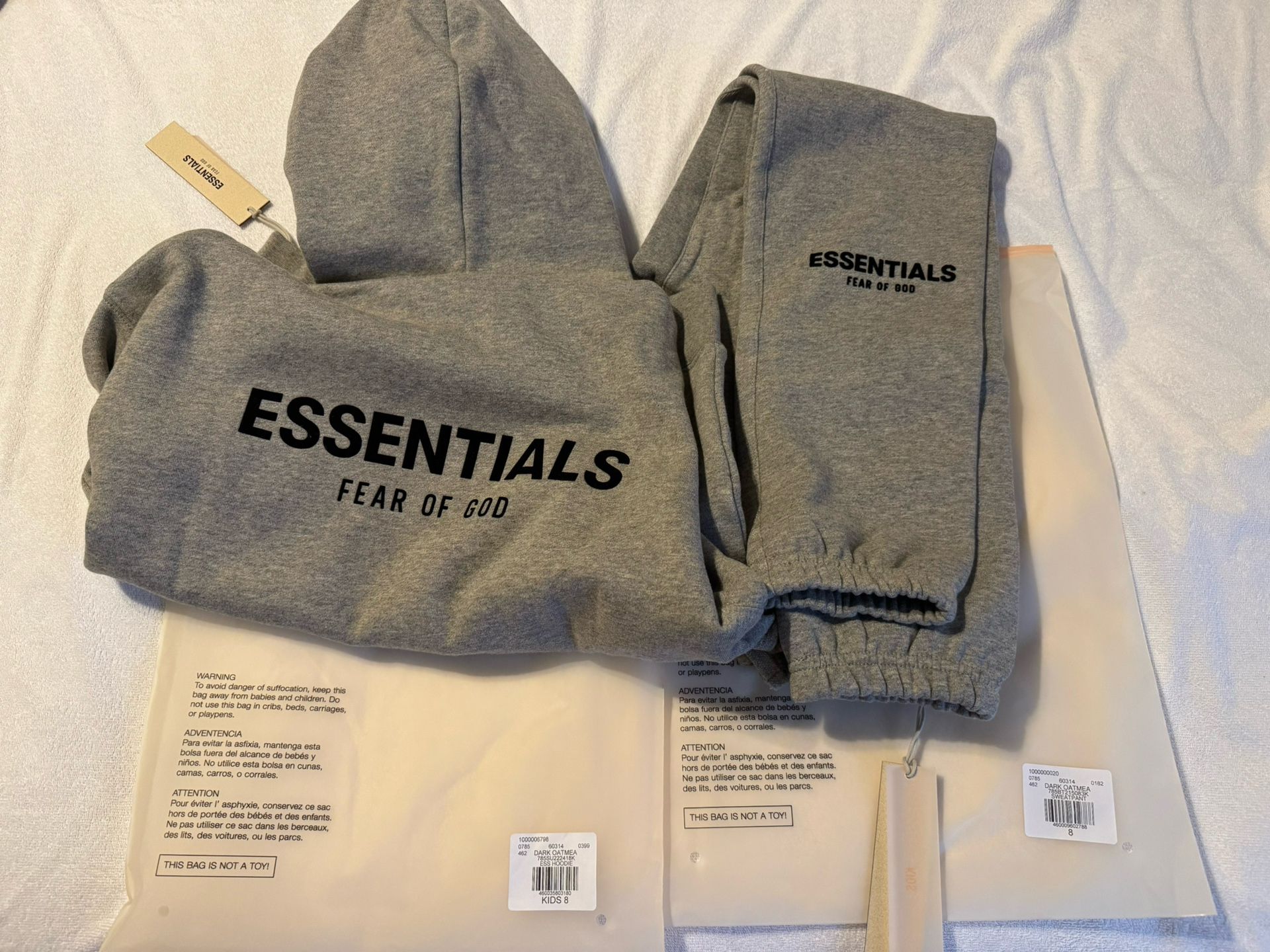 KIDS Fear of God Essentials Hoodie & Pants (2022) Dark Oatmeal