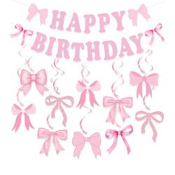 Birthday Theme Decorating Pink Bows 