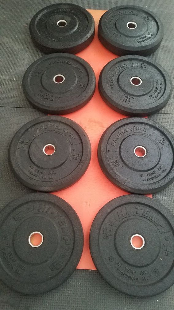 ( EXERCISE FITNESS 365 ) NEW CONDITION FULL SET OF HI-TEMP BUMPER PLATES