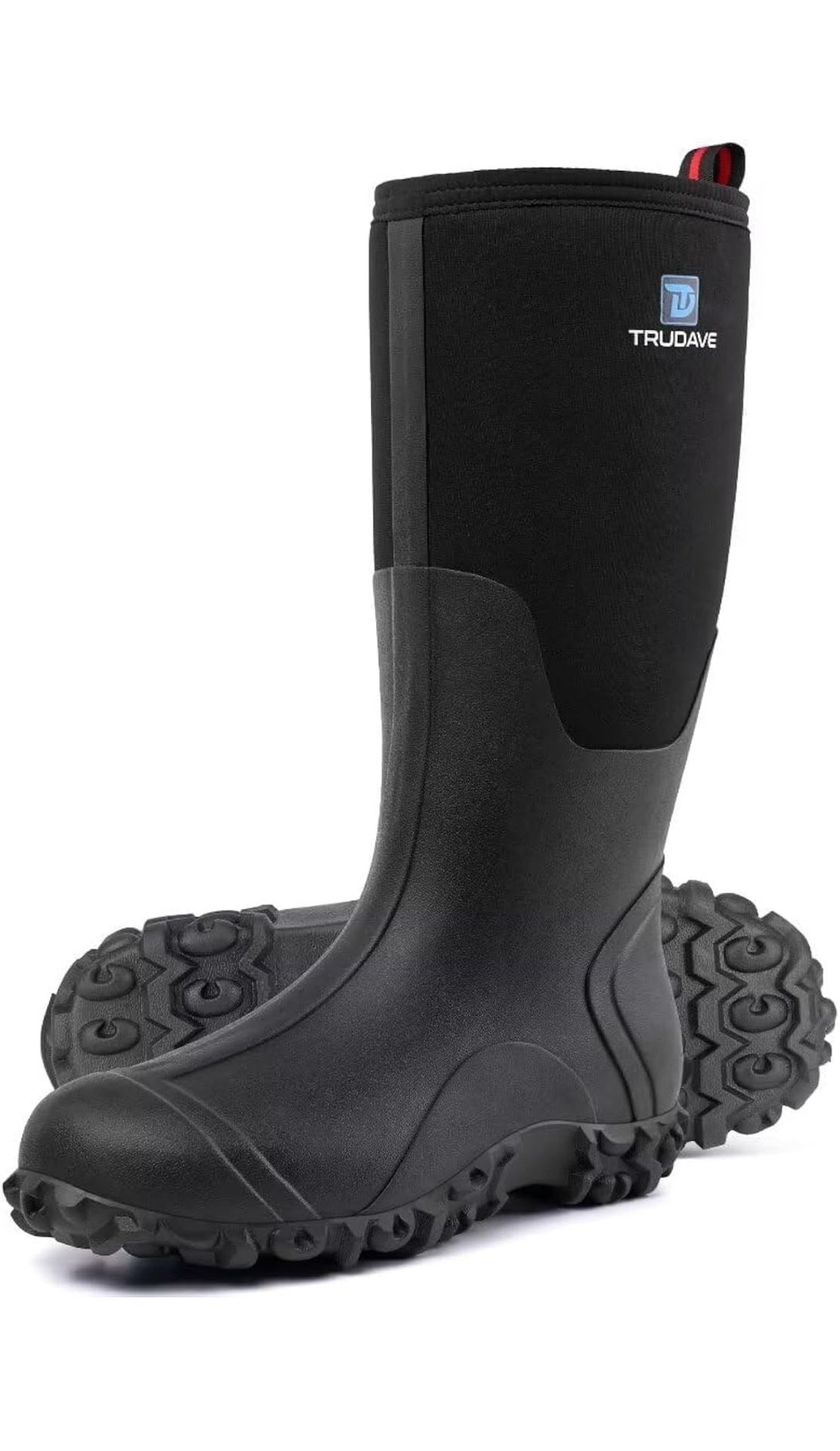 Rubber Boots for Men , Waterproof Rain Boots for work, 6mm Neoprene Anti-slip Mud Boots