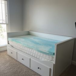 IKEA Daybed That Opens To A Long Bed (will Include Two Mattresses, Two Toppers And A Comforter)