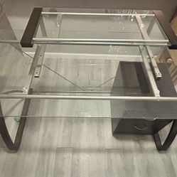 GlassDesk And Rolling Drawers