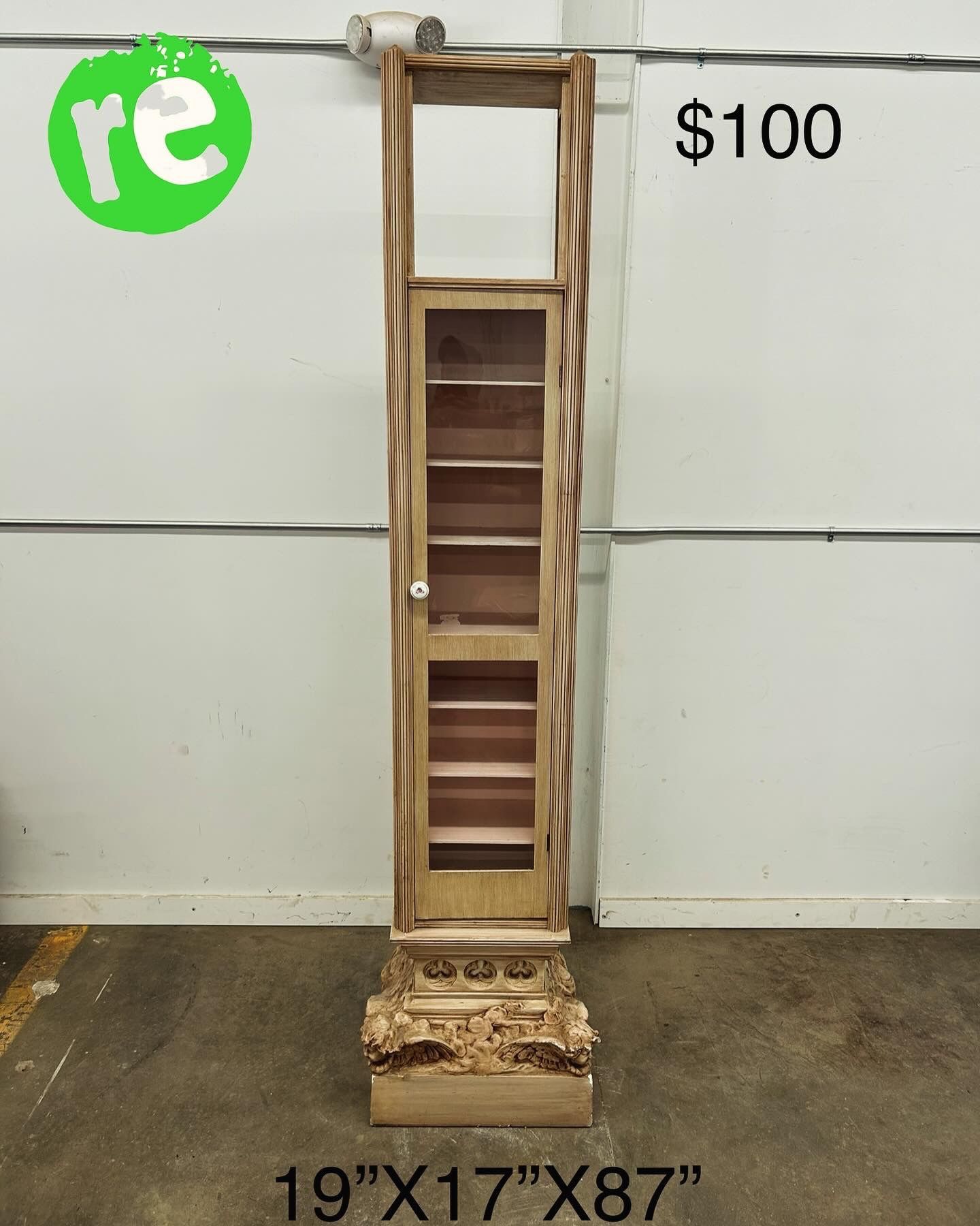 Curio Cabinet with Door and 9 Shelves