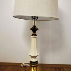 Vintage Brass And Ceramic Stiffel Lamp