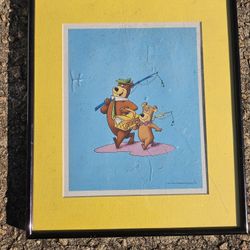 Hanna Barbera (1991) Yogi Bear & Boo-Boo Matted Print Framed