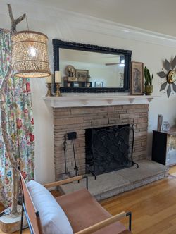 Modern Large Black Mirror, Spindle Detailing 