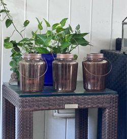 3 glass candle holders