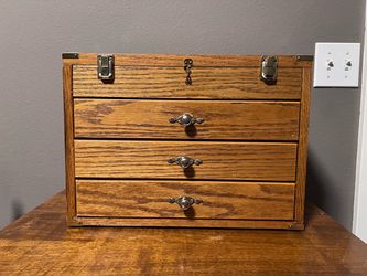 Oak Wood Machinist Tool Chest with Drawers