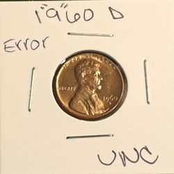 #431 Error On 9 Penny 1960 D Coin 